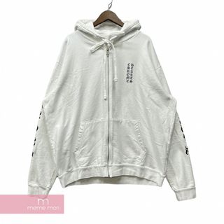 クロムハーツ(Chrome Hearts)のCHROME HEARTS Arm Logo Zip Up Hoodie クロムハーツ アームロゴジップアップフーディ パーカー バーティカルロゴ 縦ロゴプリント ダガージップ ホワイト サイズL【240517】【中古-A】【me04】(パーカー)