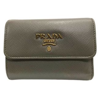 プラダ(PRADA)のPRADA プラダ 3つ折り財布 1MH025 サフィアーノメタル レザー ベージュ×ブルーグレー 【良品】 U2311K663(財布)