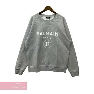 バルマン(BALMAIN)のBALMAIN B Logo Sweatshirt JQ005B027 バルマン Bロゴスウェットシャツ プ トレーナー クルーネック ロゴプリント グレー サイズXXL【240517】【中古-B】【me04】(スウェット)