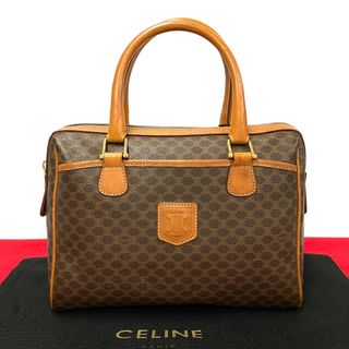 セリーヌ(celine)の極 美品 CELINE セリーヌ ヴィンテージ マカダム ブラゾン トリオンフ ロゴ レザー 本革 ハンドバッグ ミニ ボストンバッグ ブラウン 32147(ハンドバッグ)