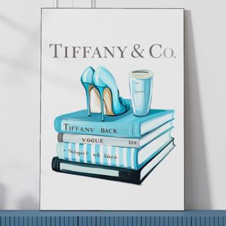 H084 アートポスター インテリア Tiffany ブルー 水色 大人可愛い(アート/写真)