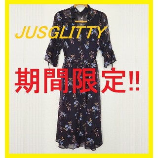 ジャスグリッティー(JUSGLITTY)のJUSGLITTY ジャスグリッティ ワンピース 花柄 シースルー ロング(ロングワンピース/マキシワンピース)