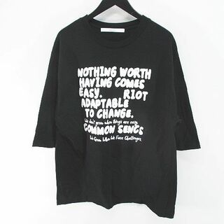 FRAMeWORK - フレームワーク 七分袖 Tシャツ カットソー 黒 ブラック 日本製 プリント 綿