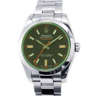 ロレックス(ROLEX)のロレックス ミルガウス グリーンガラス ランダムシリアル ルーレット 116400GV ROLEX 腕時計 黒文字盤(腕時計(アナログ))