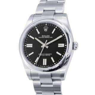 ロレックス(ROLEX)のロレックス オイスターパーペチュアル41 ランダムシリアル ルーレット 124300 ROLEX 腕時計 黒文字盤(腕時計(アナログ))