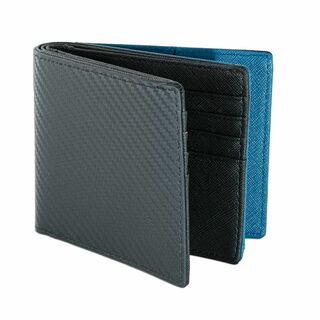 【色: ブルー】[MERCOLEDi] 財布 メンズ 2つ折り カーボンレザー (その他)