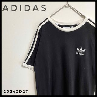 adidas originals Tシャツ 半袖カットソー　ブラック　ストライプ