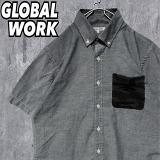 グローバルワーク(GLOBAL WORK)の【美品】GLOBAL WORK メンズ 半袖シャツ 迷彩柄ポケット ボタンダウン(シャツ)