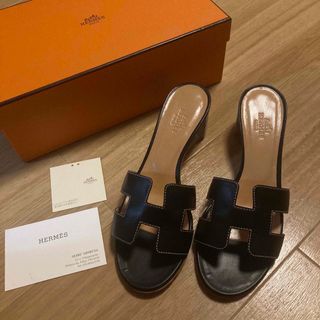 エルメス(Hermes)のHERMES エルメス　オアジス　ブラック　37(サンダル)