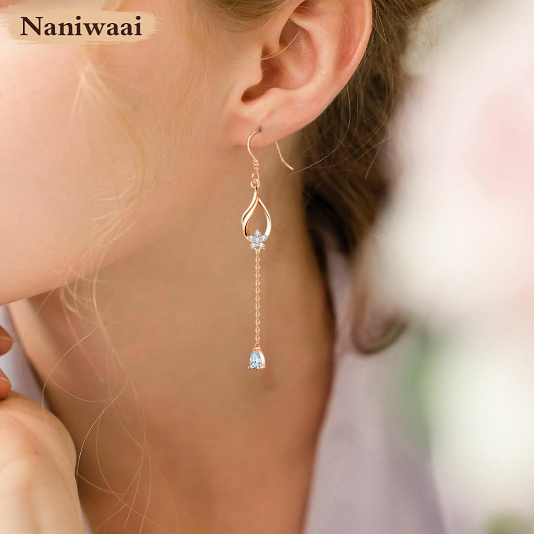 【色: ピンク】Naniwaai ピアス レディース 人気 誕生石 ピアス フッ レディースのアクセサリー(その他)の商品写真