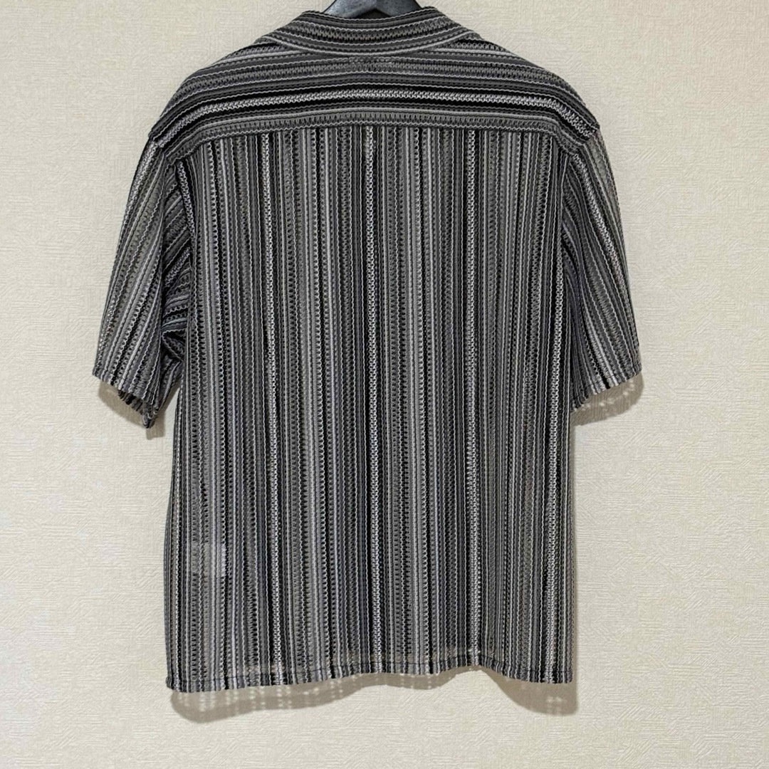 a.v.v(アーヴェヴェ)のa.v.v ラッセルレースオープンカラーシャツ ５分袖 メンズのトップス(シャツ)の商品写真