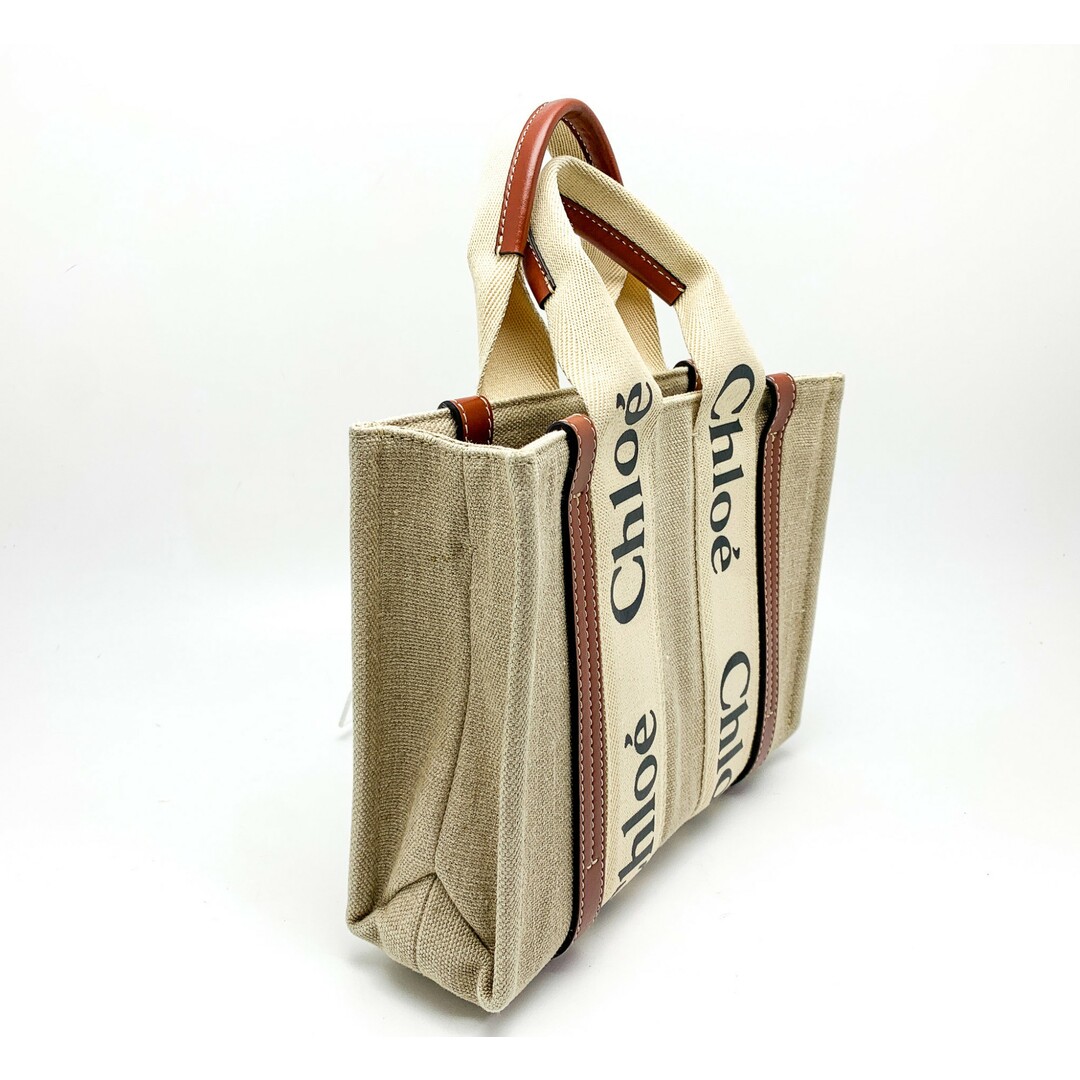 Chloe - Chloe クロエ WOODYスモールトートバッグ White&Brown Chloe - Chloe クロエ WOODYスモールトートバッグ White&Brown