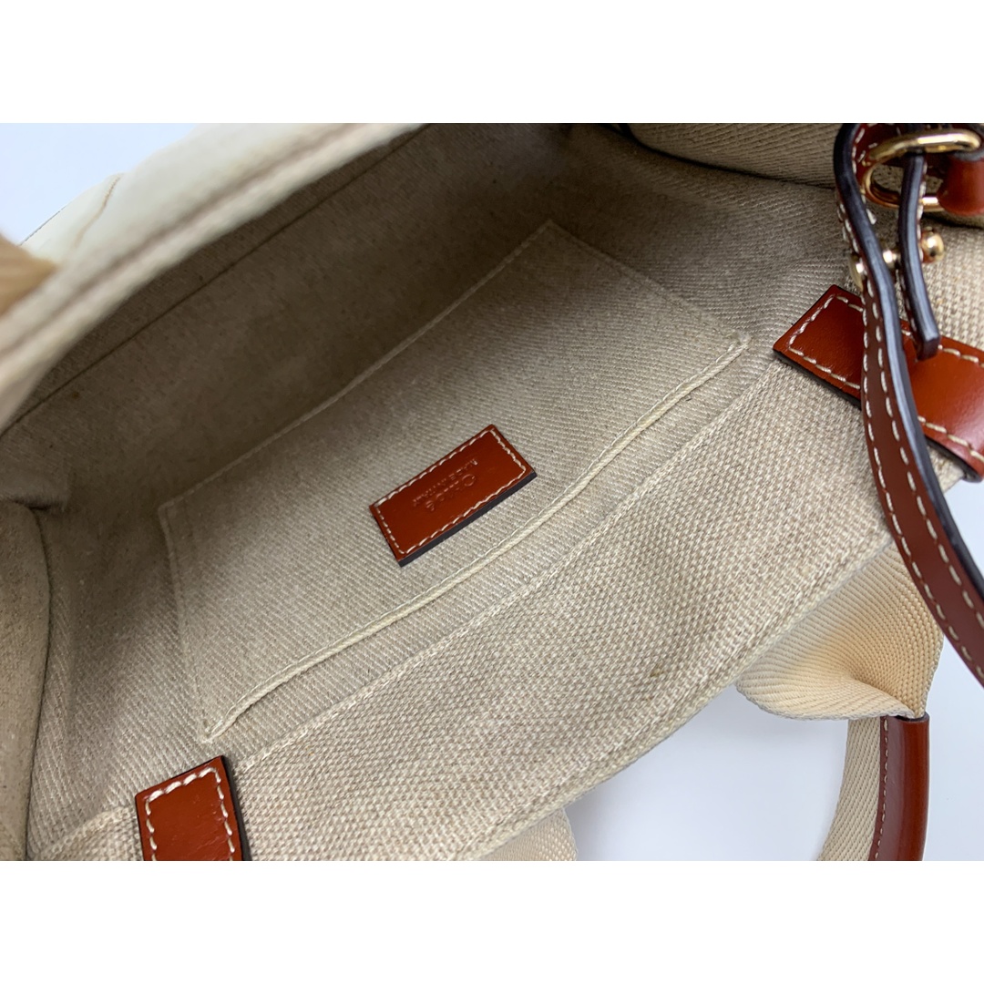 Chloe - Chloe クロエ WOODYスモールトートバッグ White&Brown Chloe - Chloe クロエ WOODYスモールトートバッグ White&Brown