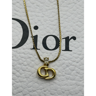 クリスチャンディオール(Christian Dior)のクリスチャン ディオール ネックレス CD ロゴ ラインストーン ゴールド 高級(ネックレス)