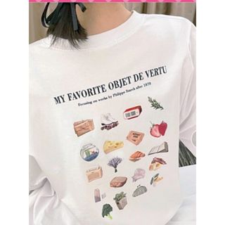 sienne  韓国ファッションFAVORITEプリントロングTシャツ(Tシャツ(長袖/七分))