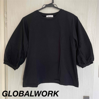 グローバルワーク(GLOBAL WORK)のグローバルワーク パフスリーブカットソー ブラック フリーサイズ(Tシャツ/カットソー(半袖/袖なし))