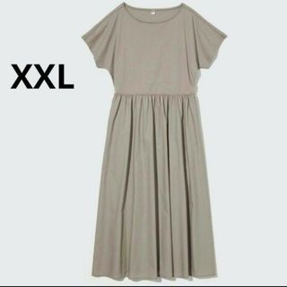 UNIQLO - 新品  XXL ユニクロ コンビネーションフレアワンピース　ブラウン