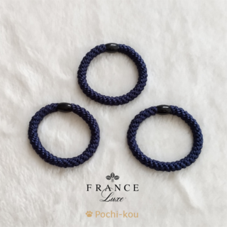 フランスラックス(France Luxe)のフランス ラックス L. Erickson ポニーテールチューブ 紺 3個(ヘアゴム/シュシュ)