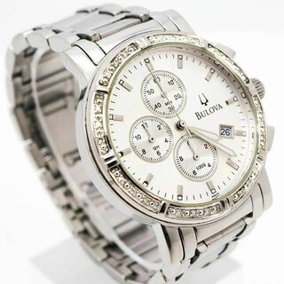 ブローバ(Bulova)の《希少》 BULOVA 腕時計 シルバー ダイヤモンド メンズ クロノグラフ r(腕時計(アナログ))