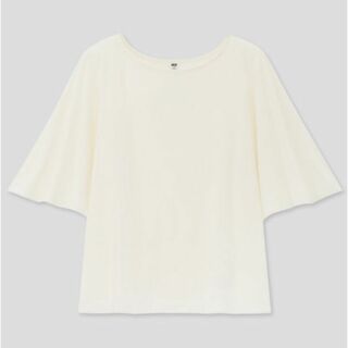ユニクロ(UNIQLO)の新品 定価1650円 UNIQLO ユニクロ クレープジャージーT 5分袖 (Tシャツ(半袖/袖なし))