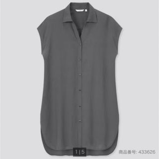 ユニクロ(UNIQLO)のUNIQLO リネンブレンドロングシャツ(半袖)(Tシャツ(半袖/袖なし))