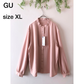 ♡GU♡新品 フロントタックブラウス XL オフィス シャツ 長袖(シャツ/ブラウス(長袖/七分))