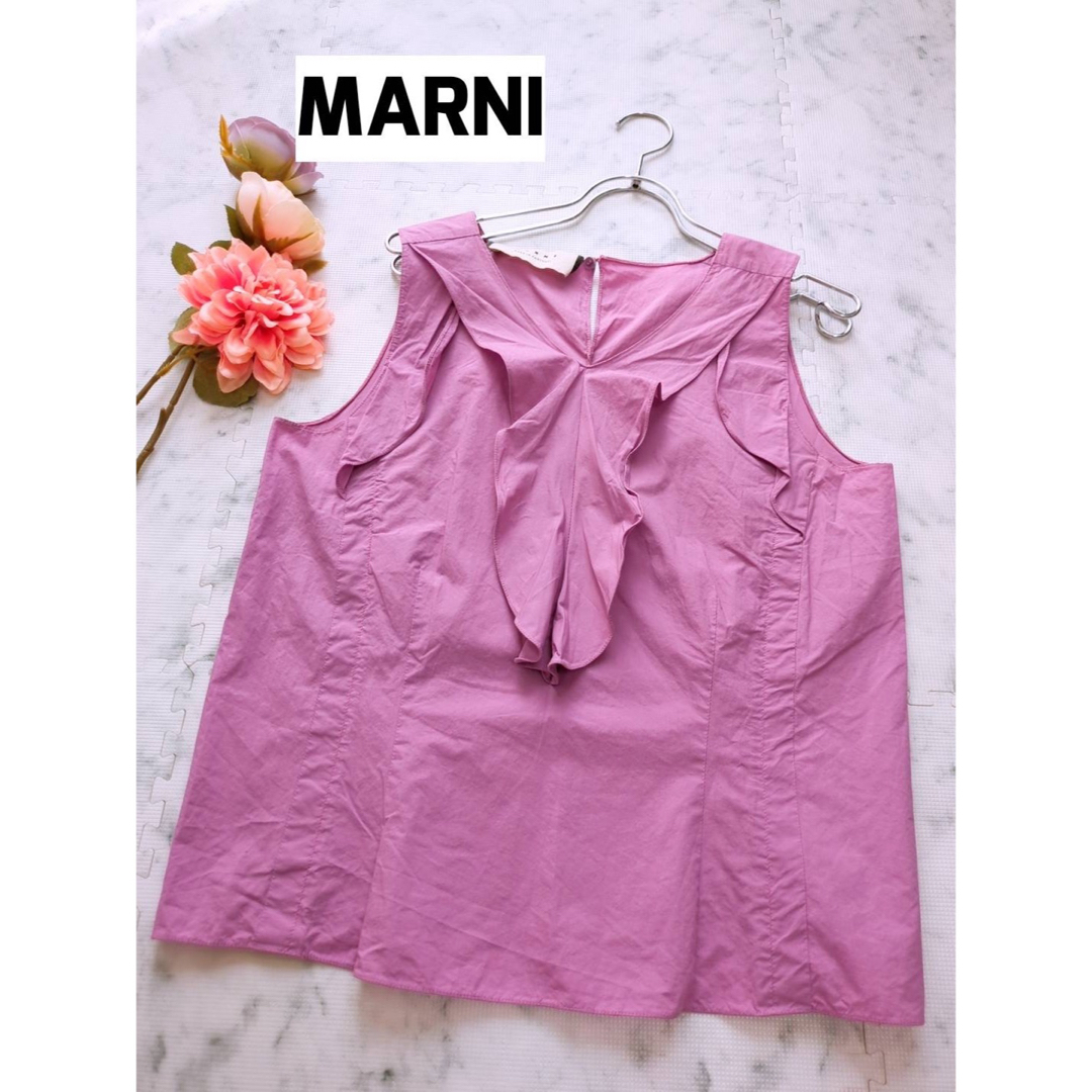 Marni(マルニ)のMARNI　マルニ　フリル　ブラウス　サイズ40 ピンク　ポルトガル製 レディースのトップス(シャツ/ブラウス(半袖/袖なし))の商品写真