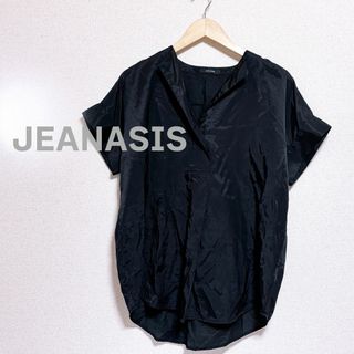 ジーナシス(JEANASIS)のJEANASIS ジーナシス　ブラウス　半袖　黒　ブラック　シャツ　レディース(シャツ/ブラウス(半袖/袖なし))