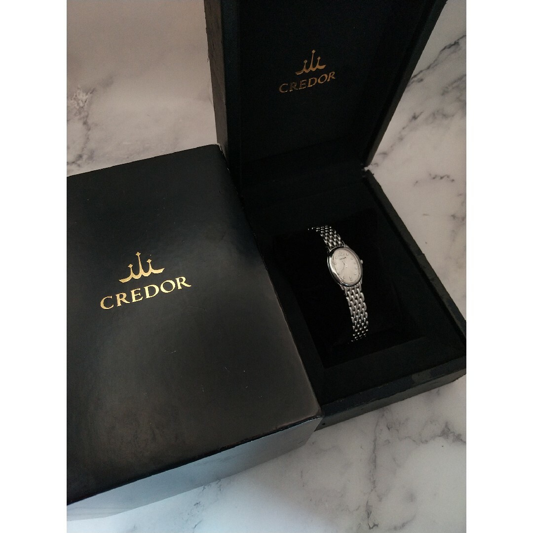 CREDOR(クレドール)のクレドール シグノ 美品 12Pダイヤモンド 桜色文字盤 レディースクォーツ レディースのファッション小物(腕時計)の商品写真