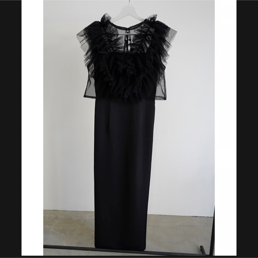 acka新品tulle vest satin one-piece（black） レディースのワンピース(ロングワンピース/マキシワンピース)の商品写真