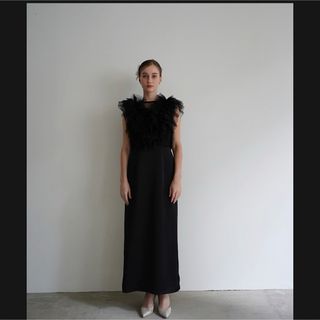 acka新品tulle vest satin one-piece（black）(ロングワンピース/マキシワンピース)