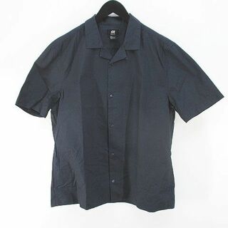 エイチアンドエム(H&M)のエイチ&エム 格子柄 半袖 シャツ L 紺系 ネイビー ボタン 綿 コットン(シャツ)