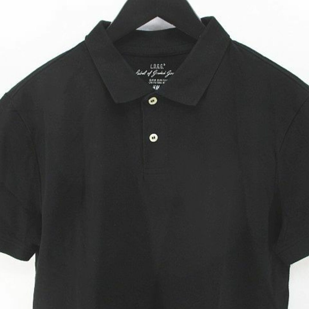 H&M(エイチアンドエム)のエイチ&エム H&M 半袖 ポロシャツ カットソー M 黒系 ブラック 綿 無地 メンズのトップス(ポロシャツ)の商品写真