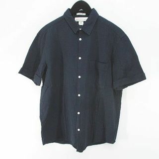 エイチアンドエム(H&M)のエイチ&エム H&M 半袖 シャツ 麻 リネン L 紺 ネイビー 胸ポケット 綿(シャツ)