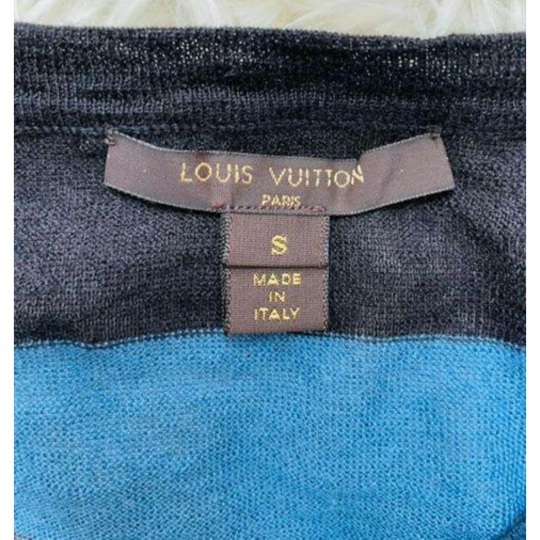 LOUIS VUITTON(ルイヴィトン)の【LOUIS VUITTON】シルクカシミヤ混　リネン半袖ボーダーニット  S レディースのトップス(ニット/セーター)の商品写真