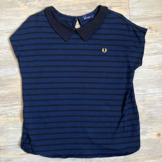 FRED PERRY - フレッドペリー　襟付きハーフスリーブボーダーTシャツ　ゴールドロゴ刺繍　日本製