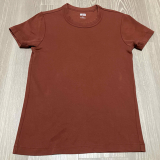 ユニクロ(UNIQLO)のユニクロ　U　クルーネックTシャツ　半袖　ブラウン　Sサイズ(Tシャツ(半袖/袖なし))