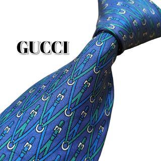 グッチ(Gucci)の★GUCCI★　グッチ　ブルー系　総柄　イタリア製(ネクタイ)