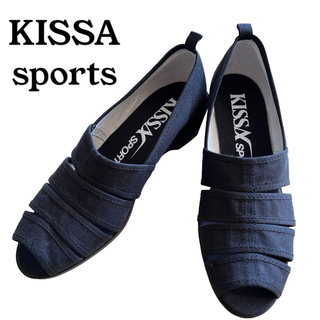 KISSA SPORT ★キサスポーツ　布製サンダル　23.5EE　黒【美品】(サンダル)