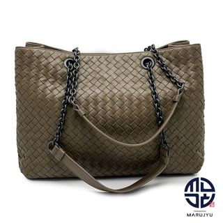 ボッテガヴェネタ(Bottega Veneta)のBOTTEGA VENETA ボッテガヴェネタ エトゥープ系 エトープ系 イントレチャート チェーントートバッグ バック 鞄 カバン ブランド(トートバッグ)