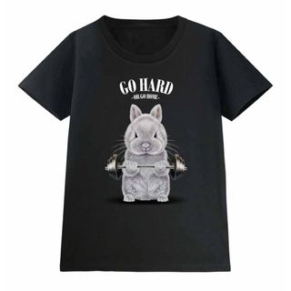 【筋トレ ネザーランドドワーフ うさぎ ホワイト】Tシャツ メンズ レディース(Tシャツ(半袖/袖なし))