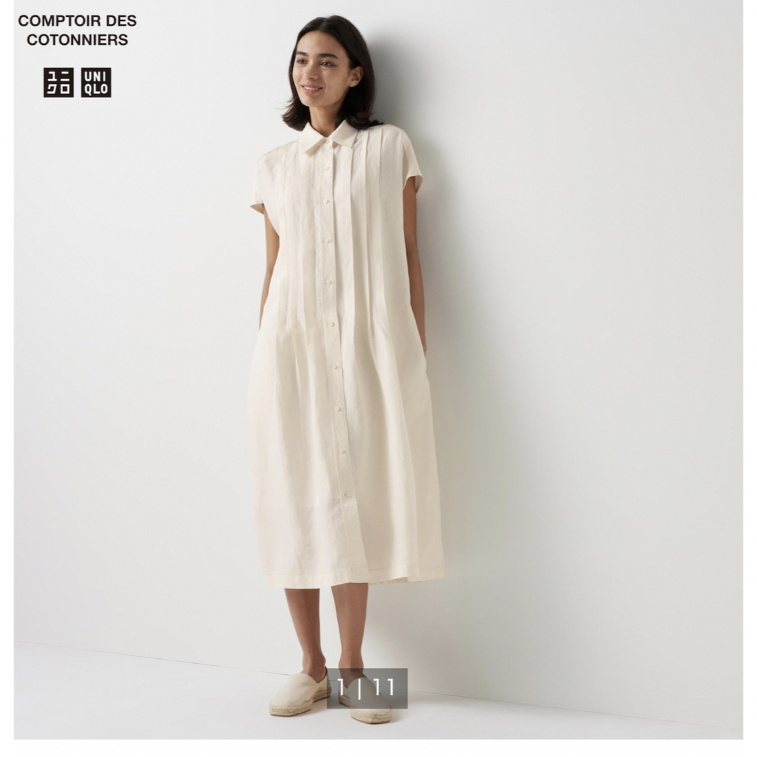 UNIQLO(ユニクロ)のユニクロ　UNIQLO リネンブレンドシャツワンピース（半袖） レディースのワンピース(ひざ丈ワンピース)の商品写真