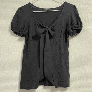 Tシャツ　ブラック　M リボン(Tシャツ(半袖/袖なし))