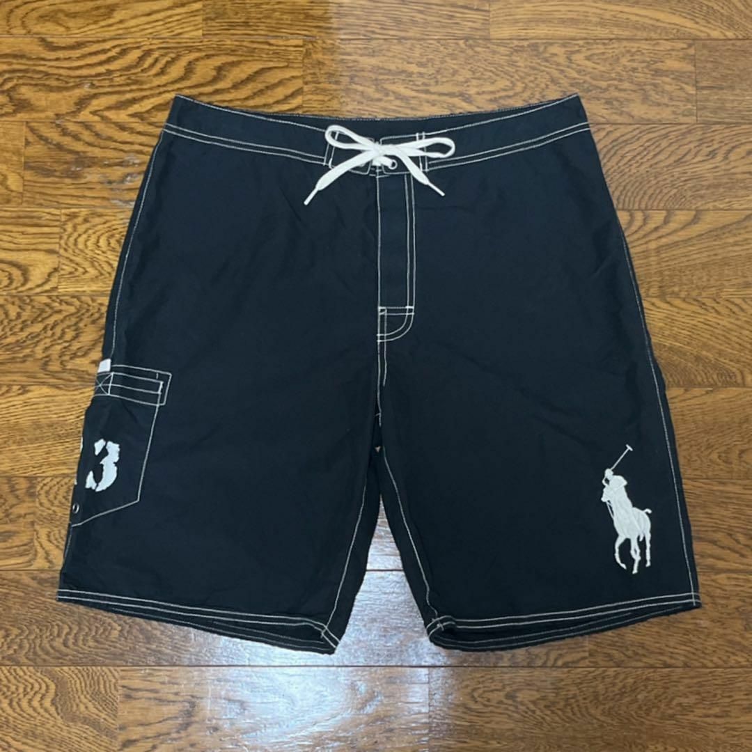 POLO RALPH LAUREN(ポロラルフローレン)の90s POLO RALPH LAUREN スウィムショーツ ビーチショーツ 黒 メンズのパンツ(ショートパンツ)の商品写真