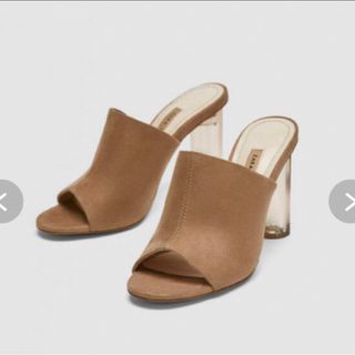 ザラ(ZARA)のZARA クリアヒール スエードサンダル 36(ミュール)