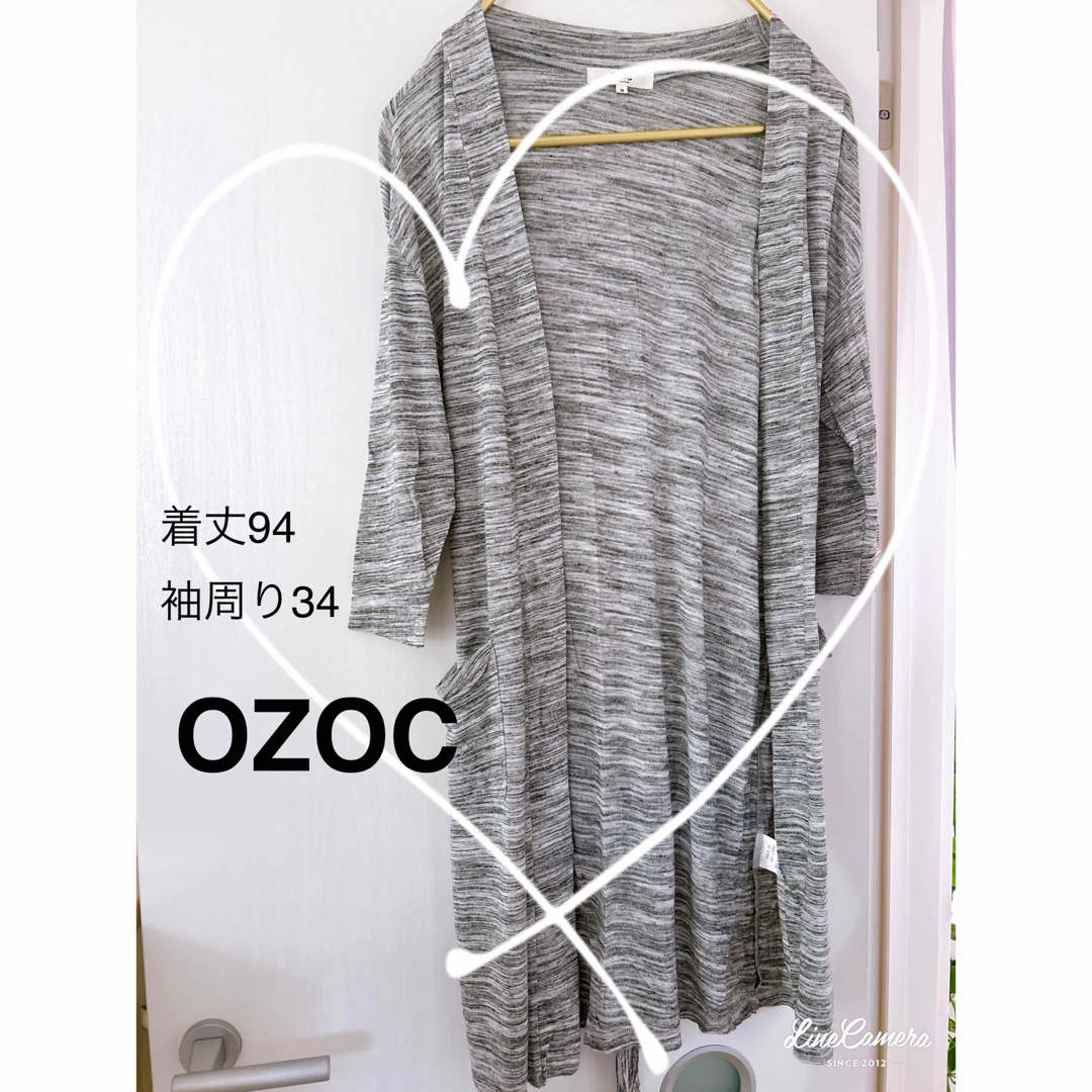 OZOC(オゾック)の【OZOC】レーヨン混ガウンカーディガン七分袖　ブラック　M レディースのトップス(カーディガン)の商品写真