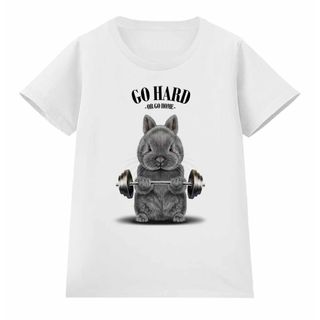 【筋トレ ネザーランドドワーフ ウサギ ブルー】Tシャツ メンズ レディース(Tシャツ(半袖/袖なし))