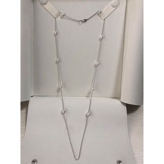 ミキモト(MIKIMOTO)のミキモト  Ｋ18 WG 白チョウ真珠　ステーションネックレス　ロング　66cm(ネックレス)