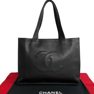 シャネル(CHANEL)の極 美品 シール有 4番台 CHANEL シャネル キャビアスキン レザー 本革 ココマーク トートバッグ A4収納可 ハンドバッグ ブラック 30188(トートバッグ)