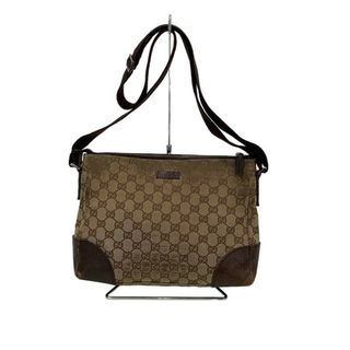 グッチ(Gucci)のグッチ（GUCCI）GGキャンバス 斜め掛け ショルダーバッグ 114273・001998　ブラウン 表面擦れ強め 生地硬化  【中古】KB-8386(ショルダーバッグ)